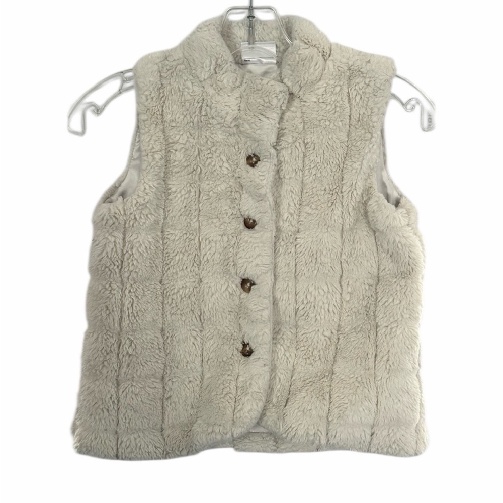 Hanna Anderson - Girl’s Cozy Cream Faux Fur Vest - Size 8 - Pre-Loved